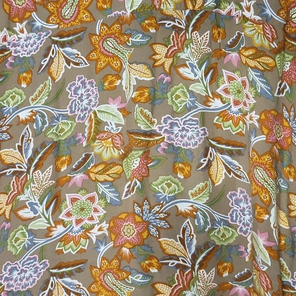 Hawaiian Palm Colorful Floral Short Sleeve Collared Casual Button‎ Up Women 2XL - Picture 5 of 7